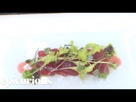 Shea Gallante of Cru Makes Crudo with Red Apple Vinaigrette