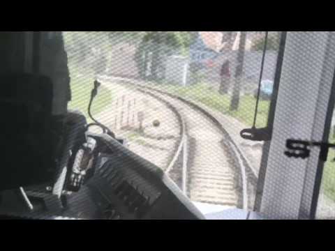 AVG Stadtbahn fährt Weiche auf (von innen)