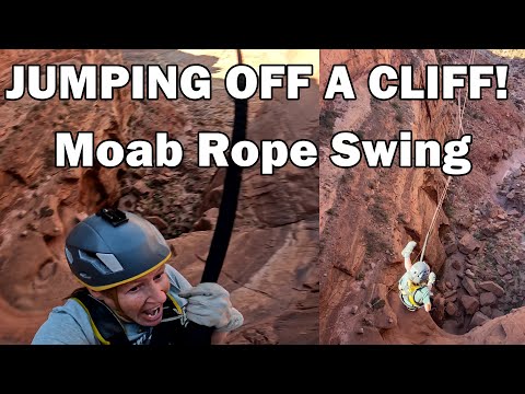 Rope Swing Moab - from jump to getting back up the cliff