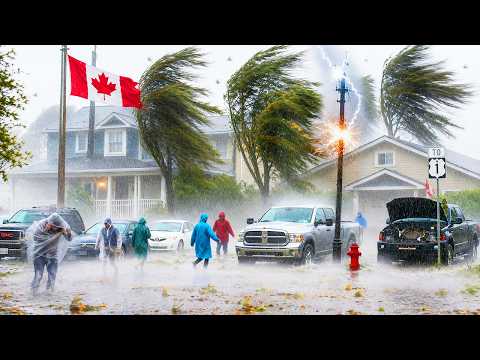 Chaos in Edmonton, Alberta!⛈️ Powerful Storms, Violent Winds Uproot Trees, Cause Widespread Damage