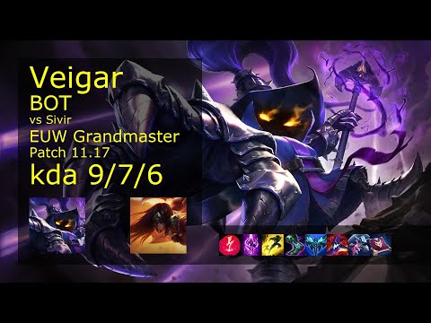 Veigar Bot & Pyke vs Sivir & Bard - EUW Grandmaster 9/7/6 Patch 11.17 Gameplay