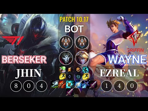 T1 Berseker Jhin vs GRF Wayne Ezreal Bot - KR Patch 10.17