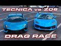 Is the Z06 really a Lambo Killer?  Lamborghini Huracan Tecnica vs Corvette C8 Z06 1/4 Mile Drag Race