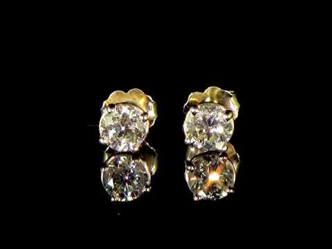 14k Yellow Gold 1ct (TDW) Diamond Stud Earrings