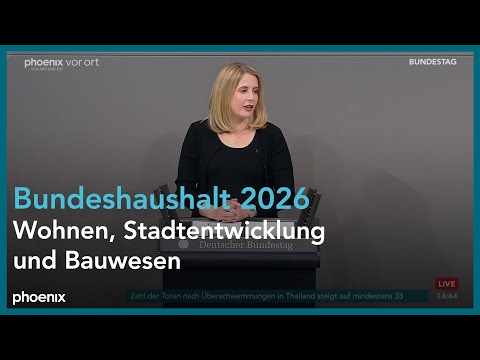 Bundeshaushalt 2026: Debatte zum Etat für Wohnen, Stadtentwicklung und Bauwesen am 26.11.25