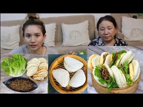 Cooking with mom part 5 -Steam bun recipe--1 Mins Stir fry chicken recipe/ Tibetan steam bun 👌