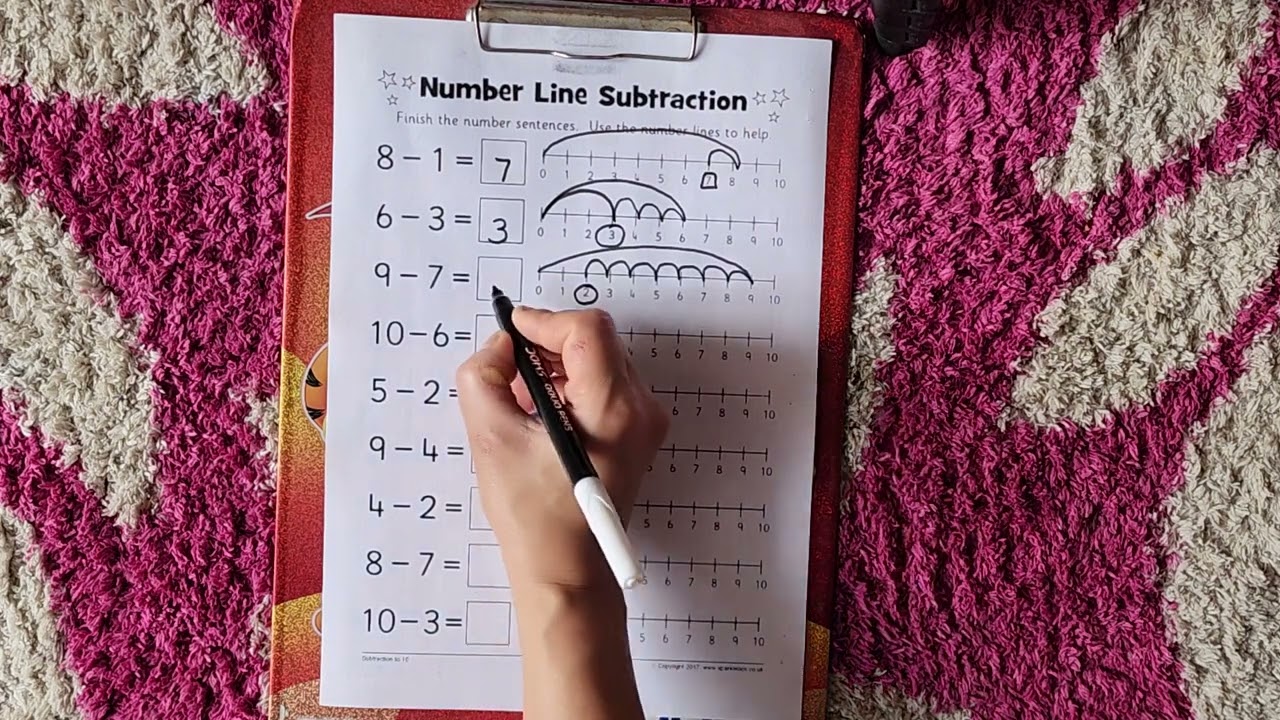 Book Exercise of Subtraction on numberline