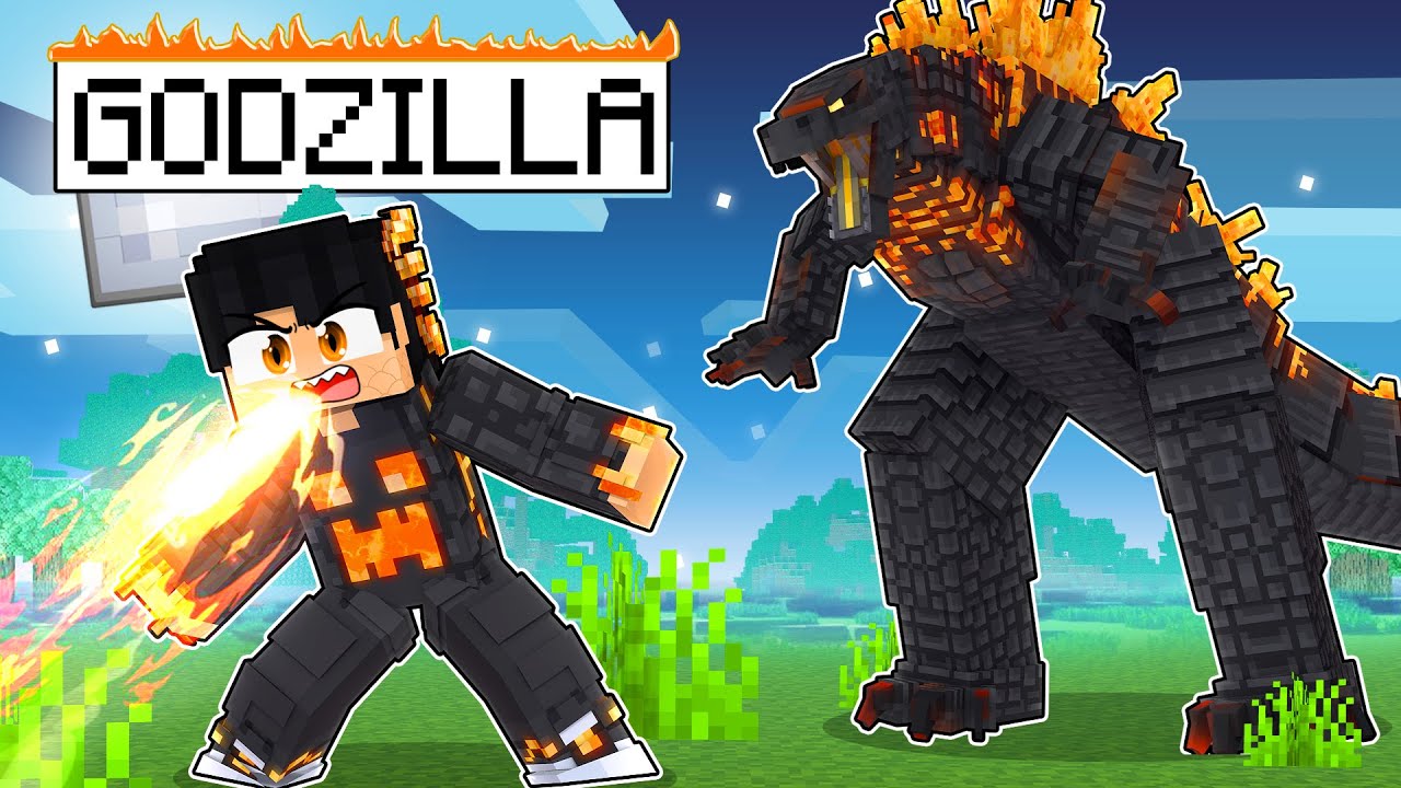 JOGANDO como um GAROTO GODZILLA DE FOGO no Minecraft