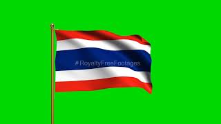 Thailand National Flag | World Countries Flag Series | Green Screen Flag | Royalty Free Footages