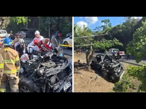 Un fallecido y un herido en colisión contra árbol en la carretera Panamericana de Santa Cruz Michapa