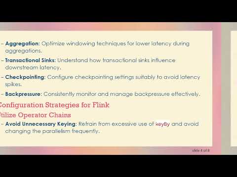 Optimizing Flink Configuration for Minimal Latency
