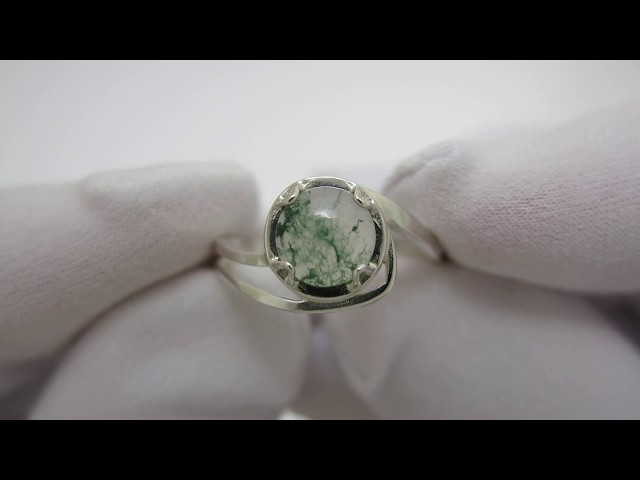 Срібна каблучка з моховим агатом кжх118 Відео огляд