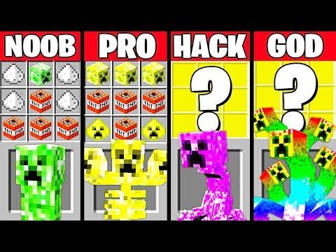 Minecraft Battle: CREEPER MUTANT CRAFTING CHALLENGE - NOOB vs PRO vs HACKER vs GOD ~ Funny Animation
