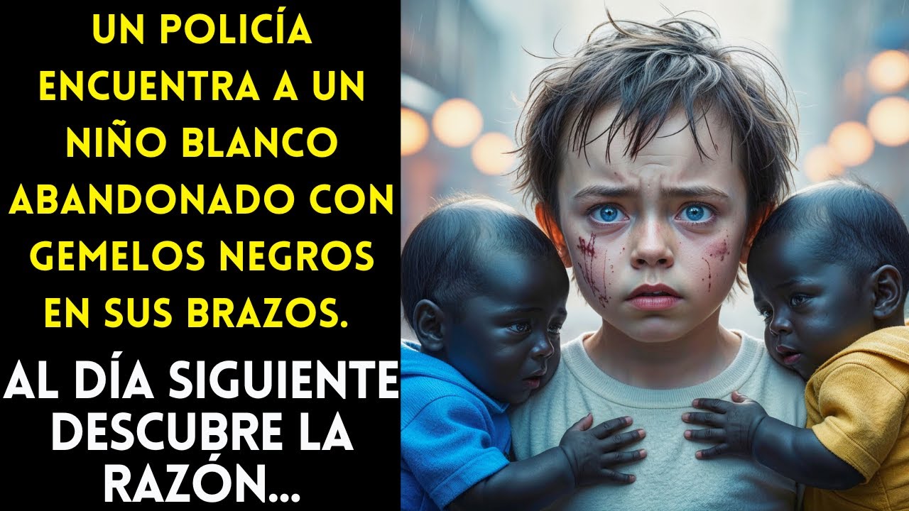 UN POLICÍA ENCUENTRA A UN NIÑO BLANCO ABANDONADO COM GEMELOS NEGROS EN SUS BRAZOS. AL DÍA SEGUIENTE