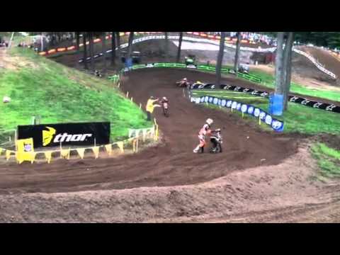 Zach bell 1st moto crash southwick ama national 2012