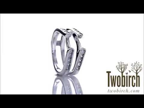 0.75ct Cathedral Channel Set Princess Cut Ring Guard - TwoBirch TB-GUARD-0051-WG-J