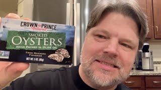 Crown Prince Natural Smoked Oysters in Pure Olive Oil   Taste Test &amp; Food Review