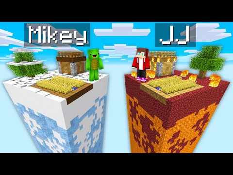 Mikey COLD Chunk vs JJ HOT Chunk Survival Battle in Minecraft (Maizen)