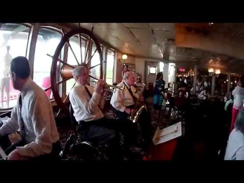 Steamboat Riverboat Dixieland Jazz band playing on the Natchez Riverboat on the Mississippi River
