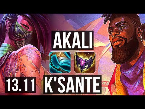 AKALI vs K'SANTE (TOP) | 7/1/3, 600+ games, 1.1M mastery, Godlike | KR Master | 13.11