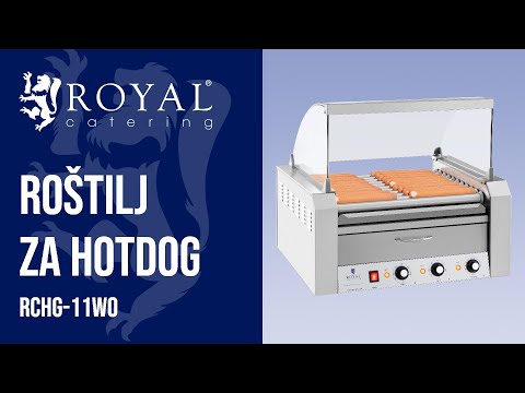 videozapis - Roštilj za hotdog - 11 valjaka - Ladice za grijanje - Nehrđajući čelik