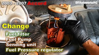 2003-2007 Accord Fuel Strainer Change: Fuel Pressure Regulator change/ Fuel Sending Unit Disassembly