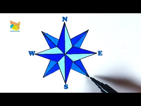 comment dessiner une rose des vents a 8 branches