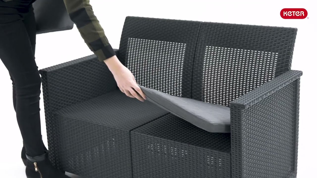 KETER EMMA PLASTIC 2SEATER SOFA 113X65X74CM - ANTHRACITE 