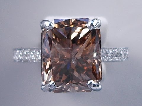 9.01 ctw Radiant Cut Natural Chocolate SI1 Diamond Engagement Ring - BigDiamondsUSA
