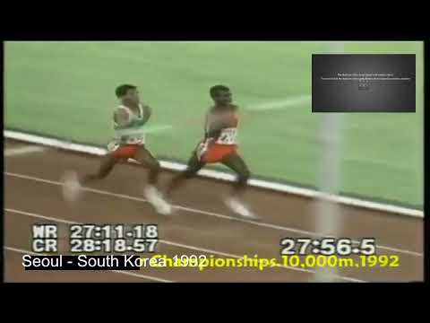 Kenyan Misses Gold, Machuka punched Ethiopian Gebresellasie - 1992 South Korea 10,000 M Final Race