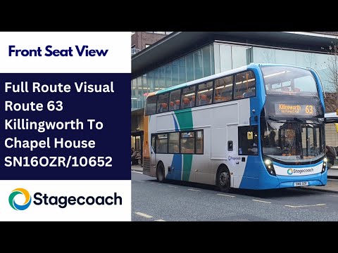 Full Route Visual: Stagecoach Newcastle: 63 Killingworth To Chapel House | SN16OZR/10652