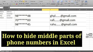 How to hide middle parts of phone numbers in Excel
