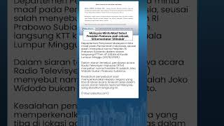 Ketar-ketir! Malaysia Minta Maaf Sebut Presiden Prabowo jadi Jokowi, si Komentator Ditindak