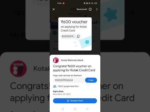 Rs 600 voucher on applying for kotak credit card||Google Pay Coupon Code||#shorts