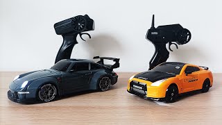 993 Porsche vs Nissan GT-R (GTR AE86) Racing at Home. 4WD 1:24 Drift RC Cars Demo. Family Game Ideas