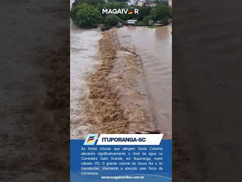 Volume de água impressiona na Corredeira Salto Grande em Ituporanga