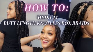 HOW TO: Smedium, Long Knotless Box Braids ON MYSELF | START TO FINISH