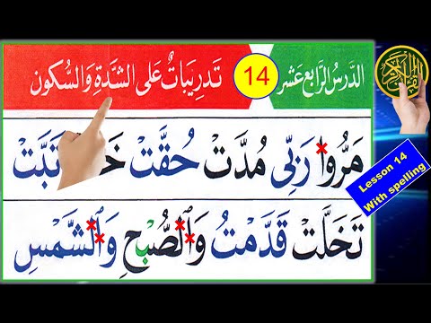 Al Qaida al Nooraniya lesson 14 | Exercise of Shadda and Sukoon | Learn Quran with Tajweed