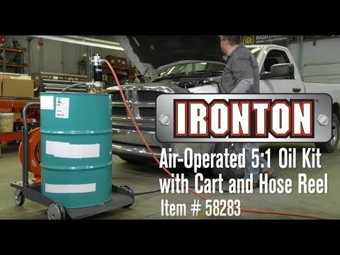 Ironton Air-Operated 5:1 Oil Pump Kit  With Cart and Hose Reel 3.7 GPM