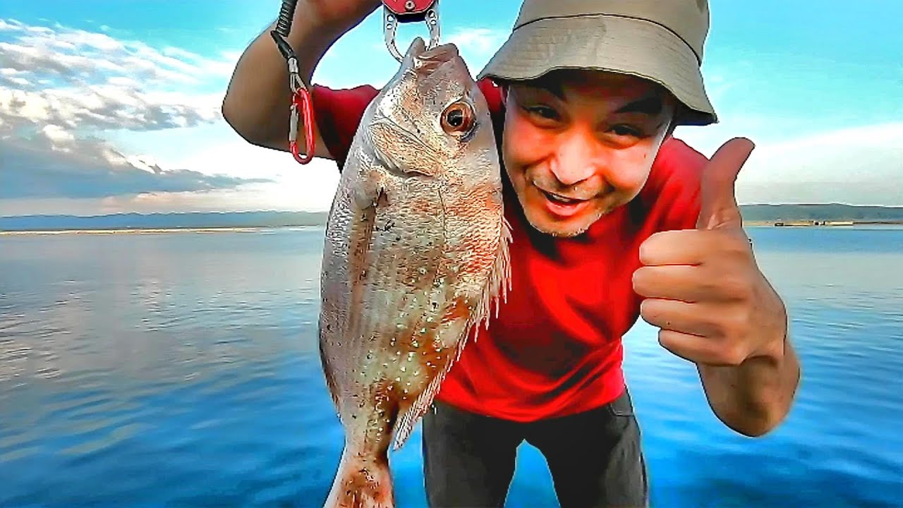 【ダイソーメタルジグマイクロ5ｇ】マダイ30cm釣ってお刺身食べて呑む【佐渡ヶ島釣り車中泊#28】真野湾