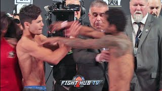 RYAN GARCIA GETS PUSHED BY BRAULIO RODRIGUEZ DURING WEIGH IN FACE OFF!