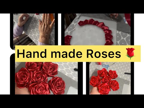 Home made Roses with ribbon easy way 