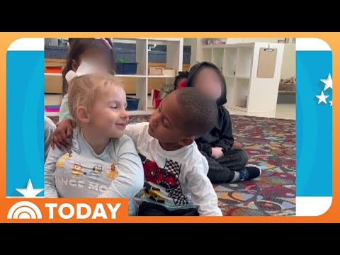 Smooth toddler pulls classic yawn-shoulder grab on his crush
