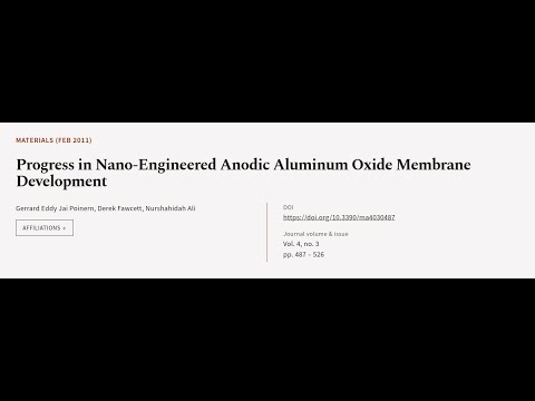 Progress in Nano-Engineered Anodic Aluminum Oxide Membrane Development | RTCL.TV