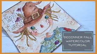 How to Paint a Sweet Girl Scarecrow in Watercolor | Face Sketching Tips + Blending Tricks