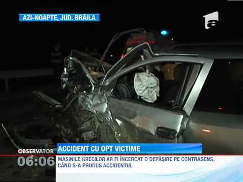 Braila: Opt oameni au fost raniti intr-un grav accident