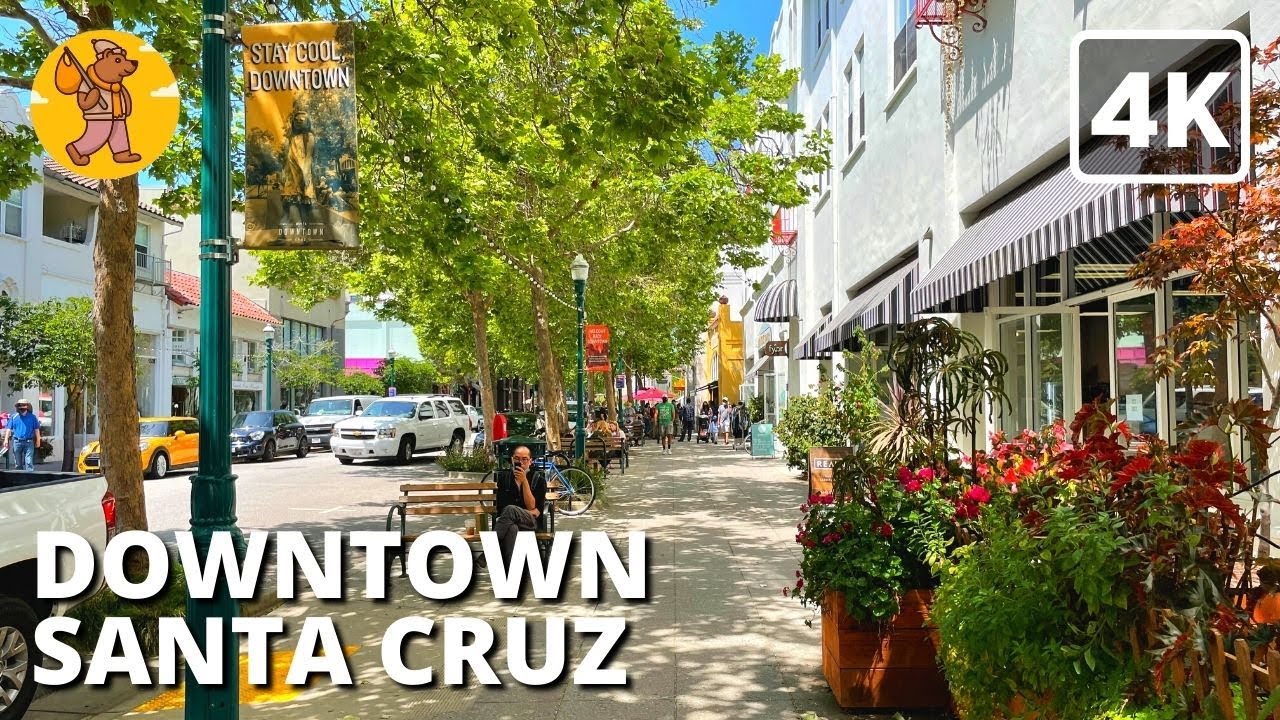 Immersive street-level walking tour through Santa Cruz, CA, United States, showcasing authentic urban landscapes, local architecture, and the vibrant atmosphere of the city's neighborhoods
