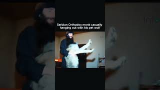 Pure hearts know each other. This shows when a wolf befriends this Serbian orthodox monk, God bless.