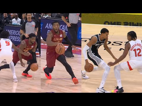 Donovan Mitchell crossover into shammgod and Wemby handles toys with Raptors