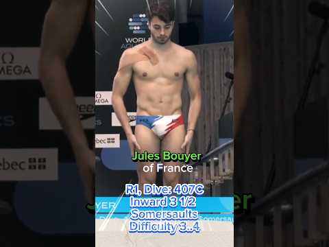 Jules BOUYER of France R1, Dive: 407C Inward 3 1/2 Somersaults #sports #diving #worldcup #final